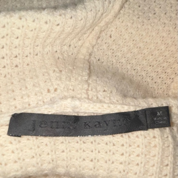 Jenni Kayne Ivory Waffle Hooded Sweater Coat Wool Cashmere Medium - Picture 7 of 7